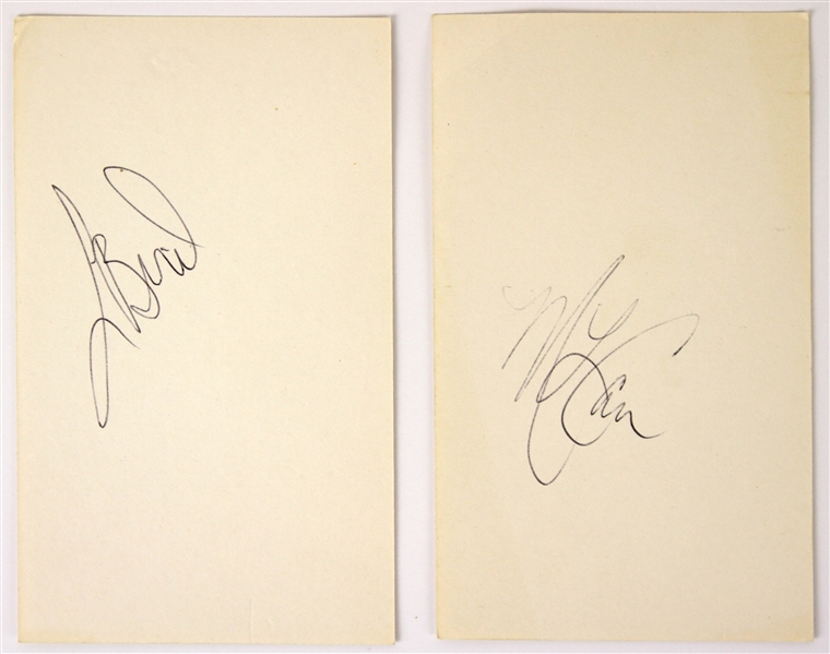 1979-85 Larry Bird ML Carr Boston Celtics Signed 3" x 5" Index Cards - Lot of 2 (JSA)