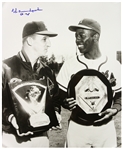 1957 Warren Spahn Milwaukee Braves Signed 16" x 20" Award Photo w/ Hank Aaron (JSA)
