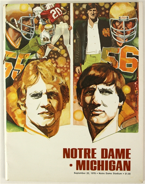 1978 Notre Dame Fighting Irish Michigan Wolverines Game Program