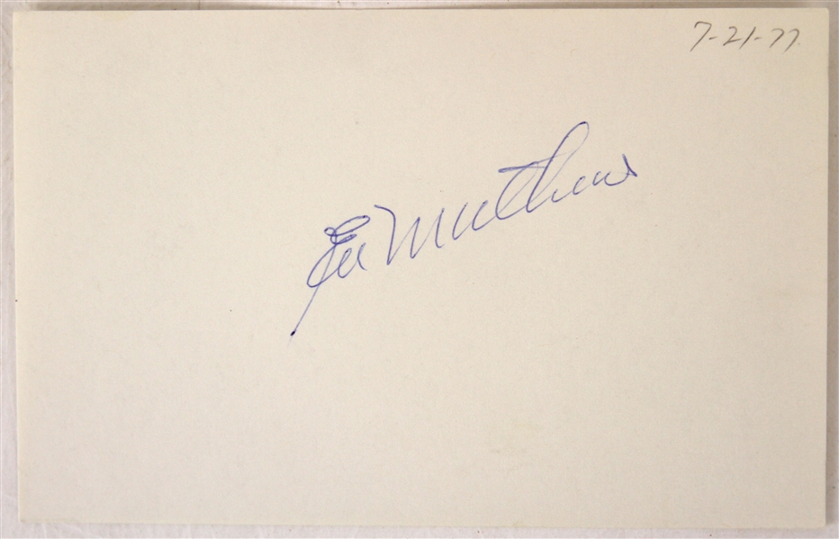 1977 Eddie Mathews Milwaukee Braves Signed 3.5" x 5.5" Index Card (JSA)