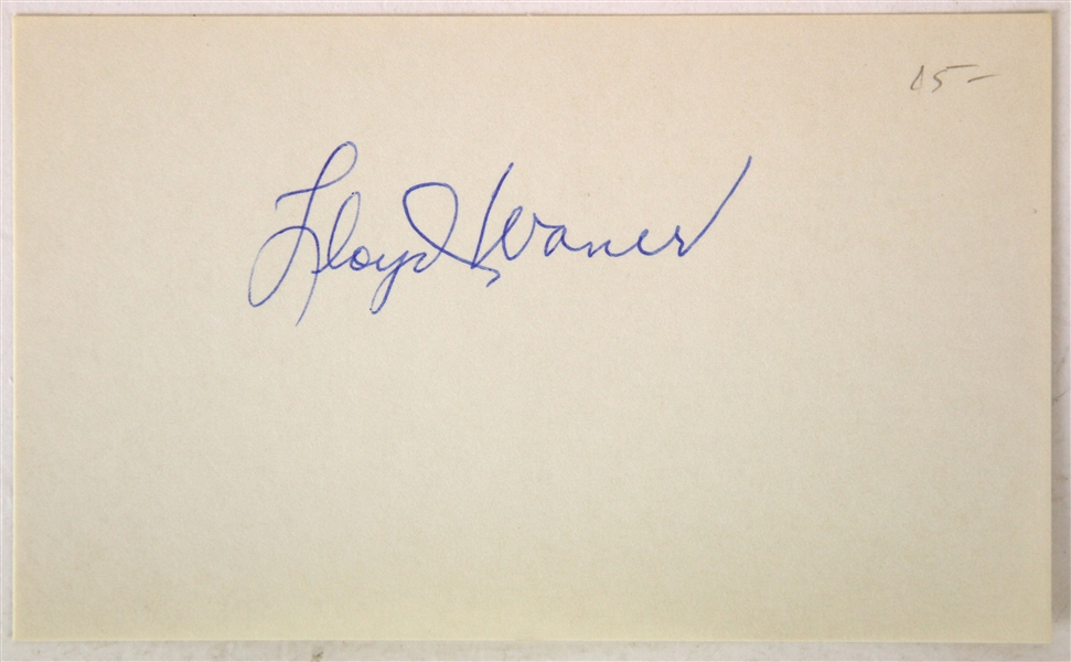 1950s Lloyd Waner Pittsburgh Pirates Signed 3" x 5" Index Card (JSA)