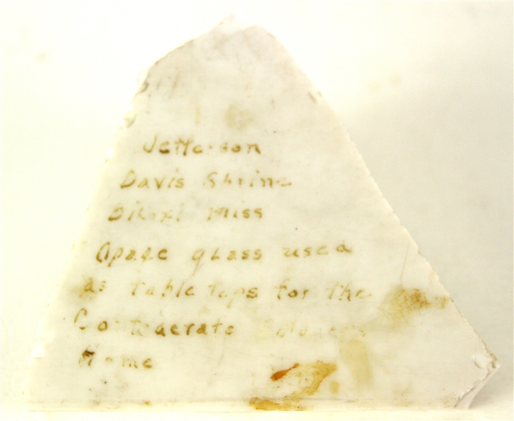 1880s-90s Jefferson Davis Confederate President Table Top Opaque Glass Piece (MEARS LOA)