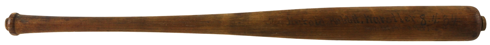 1934 Rabbit Warstler Philadelphia Athletics H&B Louisville Slugger Sidewritten Lathe Bat (MEARS LOA)
