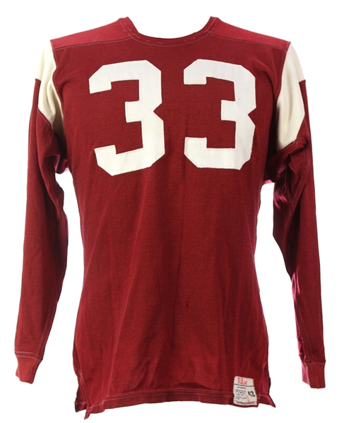 1958-66 Maroon Durene #33 Game Worn Wilson Football Jersey (MEARS LOA)
