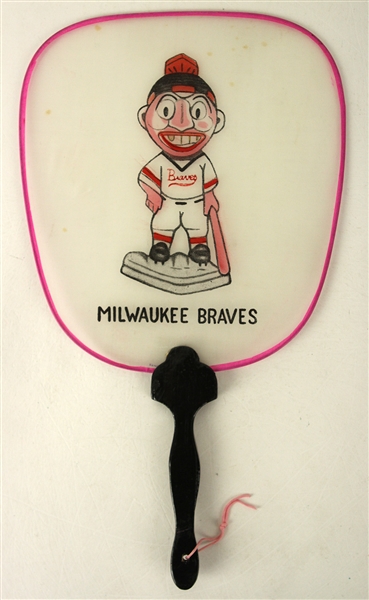 1950s Milwaukee Braves Silk & Wood Hand Fan