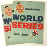 1958 Milwaukee Braves New York Yankees Milwaukee County Stadium World Series Game Programs - Lot of 2