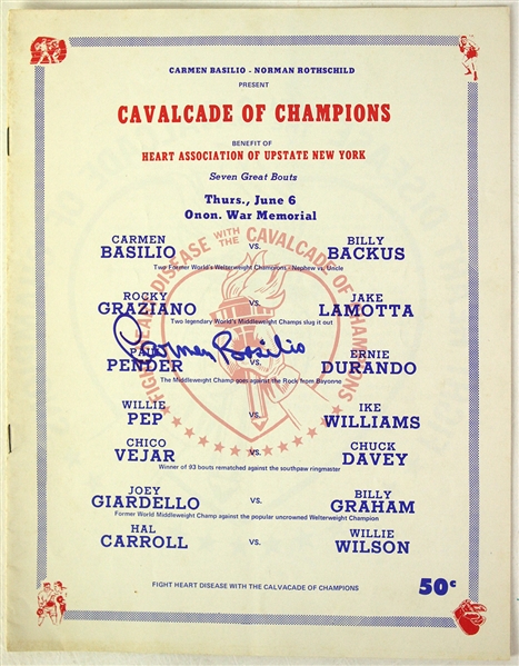 1974 Carmen Basilio World Middle & Welterweight Champion Signed Cavalcade of Champions Program (JSA)