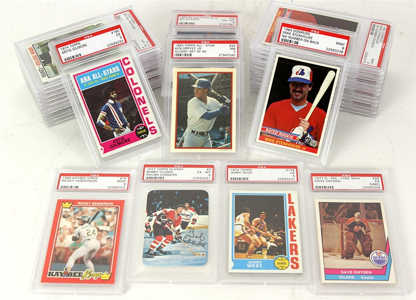 1973-99 Baseball Hockey Basketball PSA Graded Trading Card Collection - Lot of 34 