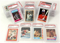 1973-99 Baseball Hockey Basketball PSA Graded Trading Card Collection - Lot of 34 