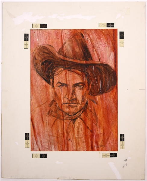 1980s Cowboys & Old West Matted Mock Up Art Work - Lot of 4