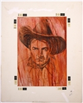 1980s Cowboys & Old West Matted Mock Up Art Work - Lot of 4