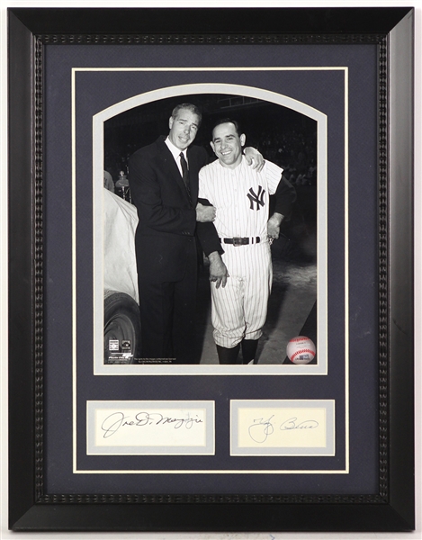 1970s Joe DiMaggio Yogi Berra New York Yankees 14" x 18" Framed Display w/ Signed Cuts (JSA)