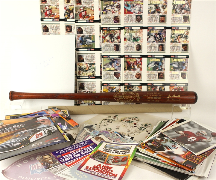 1980s-2000s Joe Sewell Baseball Bat Football Basketball Hockey Auto Racing Comic Book Collection - Lot of 1150+ w/ Slam Dunk to Beach Uncut Card Sheet Featuring LeBron James, Posters, Photos, & More