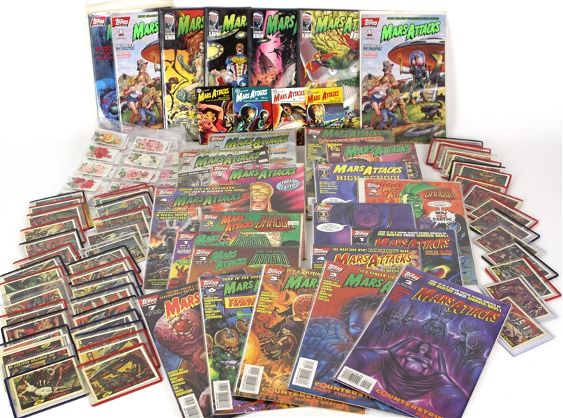 1920s-90s Comic Book & Non Sport Trading Card Set - Lot of 126 w/ 1926 Wills Cigarettes Roses Complete Set, 1984 Mars Attacks Renato Galasso Reprint Set & More 