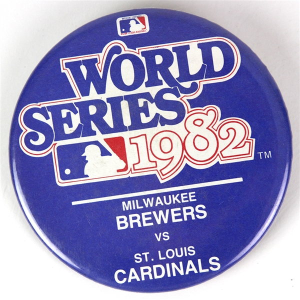 1982 St. Louis Cardinals Milwaukee Brewers 3.5" World Series Pinback Button