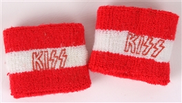 1970s KISS Red & White Logo Wristbands - Lot of 2