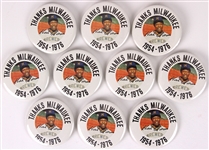 1976 Hank Aaron Milwaukee Brewers 2.25" Thanks Milwaukee Pinback Buttons - Lot of 10