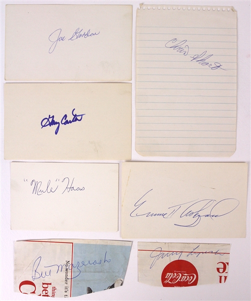 1940s-80s Baseball Signed Notecard & Cut Collection - Lot of 12 w/ Joe Gordon, Gary Carter, Bill Mazeroski & More (JSA)