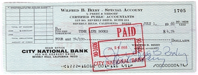 1968 Wilfred "Bill" Bixby The Incredible Hulk Signed Personal Check (JSA)