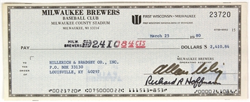 1980 Bud Selig Milwaukee Brewers Signed Check (JSA)