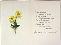 1970s Jeanette & Merle Harmon Milwaukee Brewers Radio Announcer Signed Sympathy Card