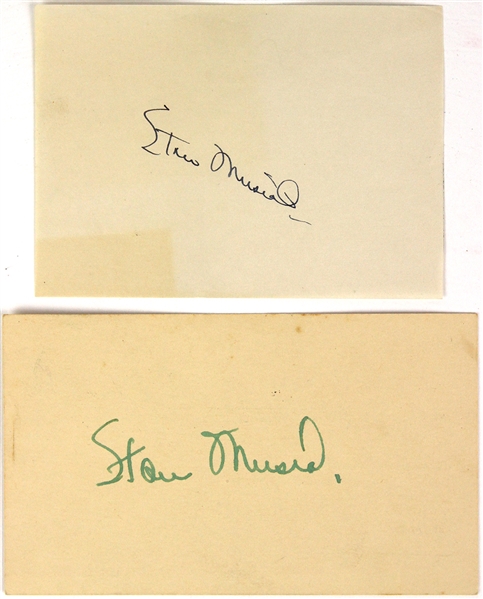 1950s Stan Musial St. Louis Cardinals Signed Postcard & Cut - Lot of 2 (JSA)