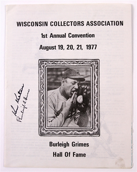 1977 Burleigh Grimes Ken Keltner Signed Wisconsin Collectors Association 1st Annual Convention Program (JSA)
