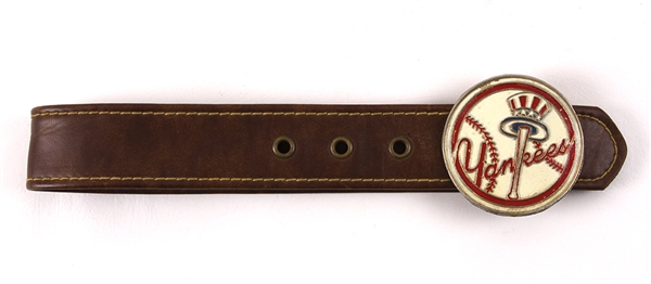 1960s New York Yankees Top Hat Logo Belt Buckle & Belt