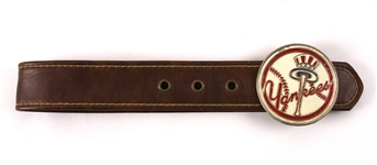 1960s New York Yankees Top Hat Logo Belt Buckle & Belt