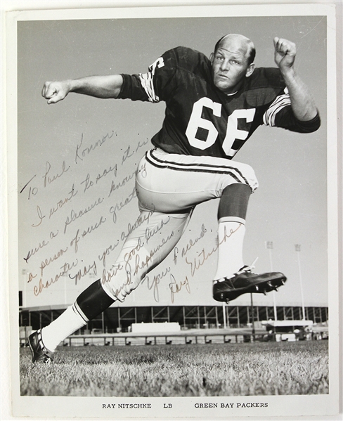 1960s Ray Nitschke Green Bay Packers Signed & Inscribed 8" x 10" Photo (JSA)