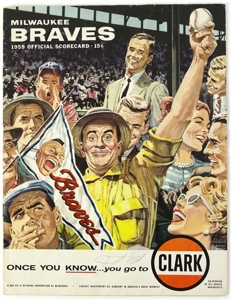 1959 Billy Bruton Milwaukee Braves Signed Scorecard (JSA)