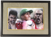 2000s Muhammad Ali Michael Jordan Tiger Woods 16" x 22" Framed Depiction