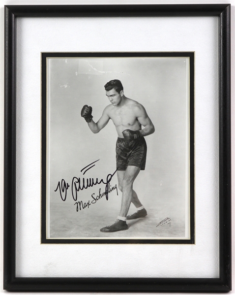 1940s circa Boxing Photograph Collection - Lot of 5 w/ Max Schmeling Signed 12" x 15" Framed Photo & More (JSA)