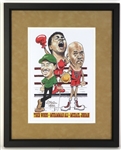 2000s Muhammad Ali Michael Jordan Tiger Woods 14.5" x 18" Framed Caricature Style Depiction