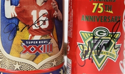 1993-96 Green Bay Packers Signed 75th Anniversary Coca Cola Cans - Lot of 5 w/ Ray Nitschke, Paul Hornung, Jim Taylor & More plus Joe Montana SBXXIII Tankard (JSA)