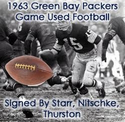 1963 Bart Starr Ray Nitschke Fuzzy Thurston Green Bay Packers Signed ONFL Rozelle Milwaukee County Stadium Game Used Football (MEARS LOA/JSA)