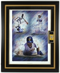 1992 Robin Yount Paul Molitor Jim Gantner Signed 36" x 45" Framed Lithograph w/ Paul Molitor Signed Game Worn Wristband (MEARS LOA/JSA)