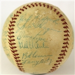1956 Cleveland Indians Team Signed OAL Harridge Baseball w/ 28 Signatures Including Bob Feller, Larry Doby, Al Lopez & More (JSA)