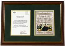 1995 Brett Favre Green Bay Packers Signed Game Worn Uniform Pants (MEARS LOA/JSA) MVP Season w/ 18 x 26 Framed Team COA