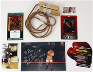 2000's Mike Tyson World Heavyweight Champion Memorabilia Collection - Lot of 14 w/ Training Used Jump Rope, Tyson Camp Contact List & More (MEARS LOA)