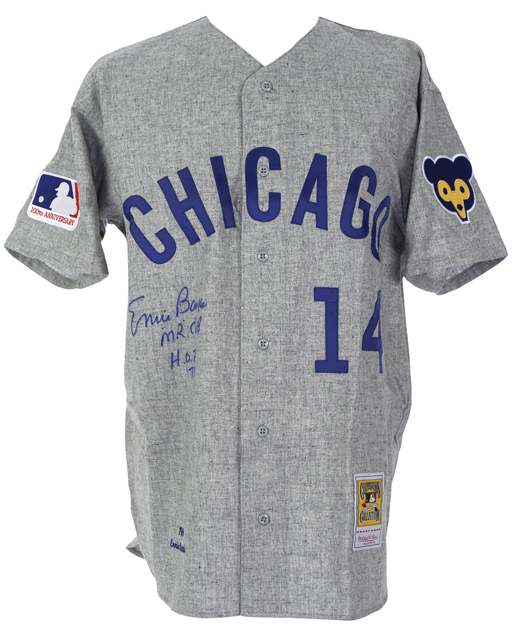 Lot Detail - 1969 Ernie Banks Chicago Cubs Signed Mitchell & Ness High  Quality Reproduction Road Jersey (JSA)