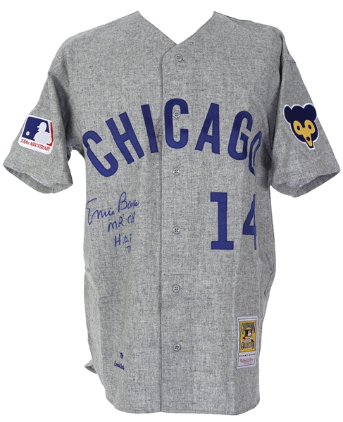 1969 Ernie Banks Chicago Cubs Signed Mitchell & Ness High Quality Reproduction Road Jersey (JSA)