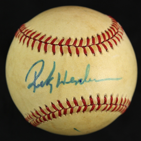 1985-89 Rickey Henderson New York Yankees Signed OAL Brown Game Used Baseball (MEARS LOA/JSA)