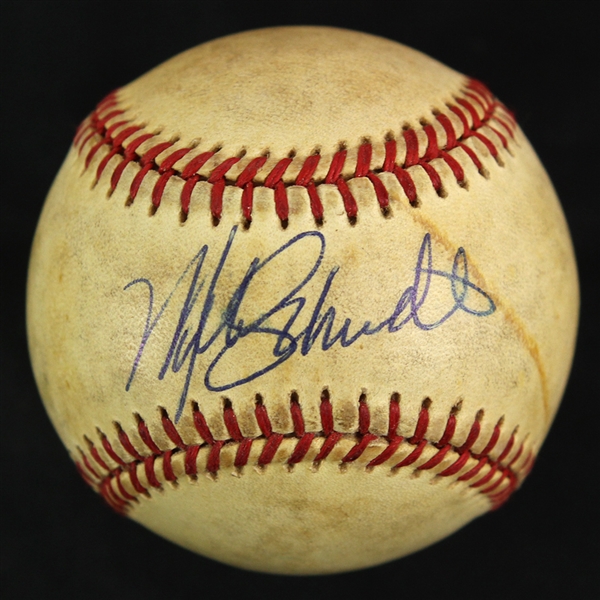 1984-86 Mike Schmidt Philadelphia Phillies Signed ONL Feeney Game Used Baseball (MEARS LOA/JSA)