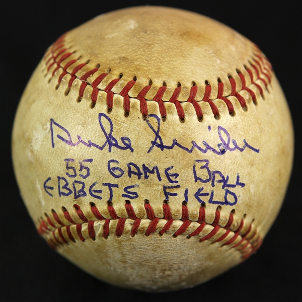 1955 Duke Snider Brooklyn Dodgers Signed ONL Giles Ebbets Field Game Used Baseball (MEARS LOA/JSA)