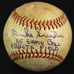 1955 Duke Snider Brooklyn Dodgers Signed ONL Giles Ebbets Field Game Used Baseball (MEARS LOA/JSA)