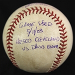 2003 (May 11) Rafael Palmeiro Texas Rangers Signed OML Selig Game Used Home Run Baseball (MEARS LOA/JSA) Career Home Run #500