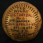 1949 (April 24) Ted Wilks St. Louis Cardinals ONL Frick Sportsman's Park Game Used Victory Baseball (MEARS LOA)