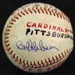 1965 (September 14) Bob Gibson St. Louis Cardinals Signed ONL Giles Game Used Forbes Field Victory Baseball (MEARS LOA/JSA)
