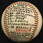 1957 (August 18) Vinegar Bend Mizell St. Louis Cardinals ONL Giles Milwaukee County Stadium Game Used Victory Baseball (MEARS LOA)